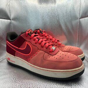 Size 12 Nike Air Force 1 Low Mens Fusion Red Lace-Up Athletic Sneaker 488298-611